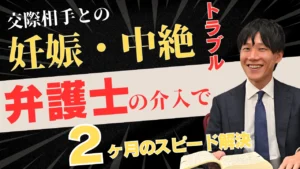 交際相手との妊娠・中絶をめぐる金銭請求と勤務先等への暴露の示唆に対し、直接連絡を遮断のうえ、口外禁止条項付きの合意により約2か月で解決した事例